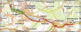 Karte des Radschnellweg RS 4 Esslingen - Reichenbach an der Fils