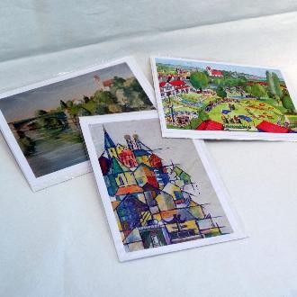 Zusammenstellung verschiedener Kunstkarten, die in der PlochingenInfo erhältlich sind