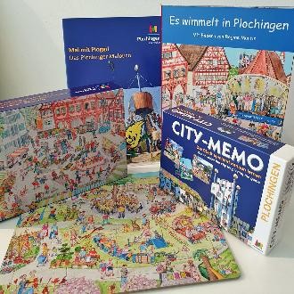 Zusammenstellung verschiedener Spiele und Kinderangebote, die in der PlochingenInfo erhältlich sind