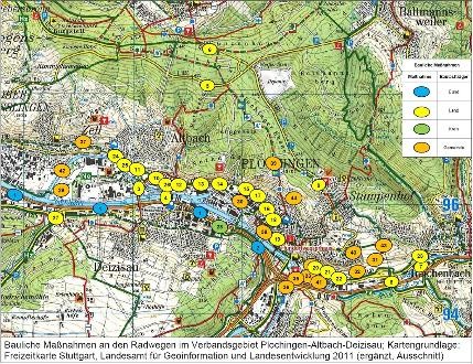 Darstellung der geplanten Radwege im Verbandsgebiet Plochingen-Altbach-Deizisau