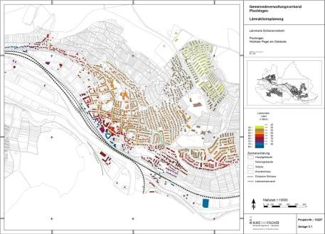 Darstellung des Schienenverkehrslärm über 24 Stunden