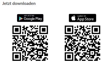 QR-Codes zu den Apps im jeweiligen App-Store
